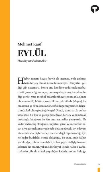 Eylül - Mehmet Rauf kitap kapağı