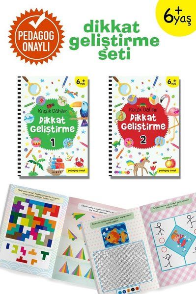 Küçük Dahiler Dikkat Geliştirme Seti (2 Kitap Takım) 6+ Yaş (Pedagog Onaylı) - Kolektif kitap kapağı
