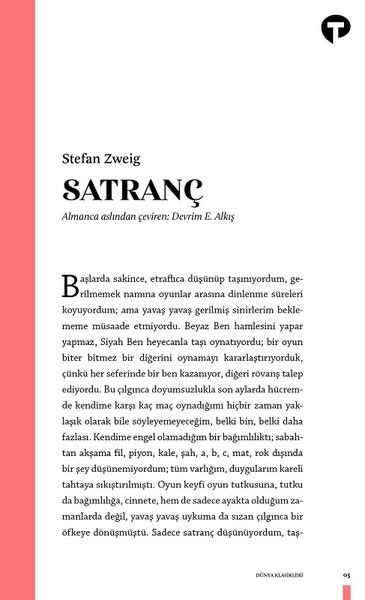 Satranç - Stefan Zweig kitap kapağı