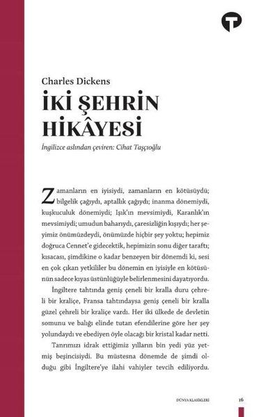 İki Şehrin Hikayesi - Charles Dickens kitap kapağı