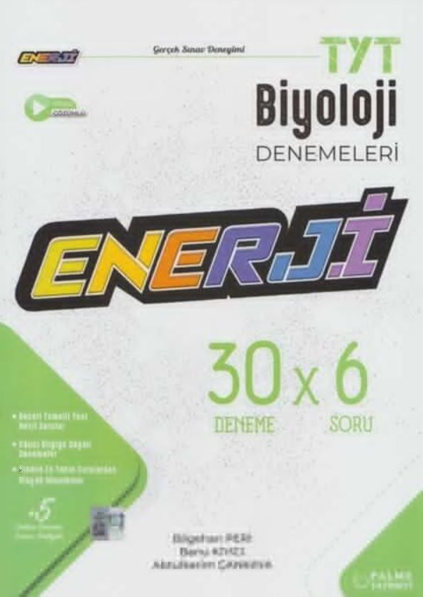 Palme YKS TYT Enerji Biyoloji 30 Deneme Sınavı Video Çözümlü - Banu Kıyıcı, Abtulkerim Çankaya, Bilgehan Peri kitap kapağı