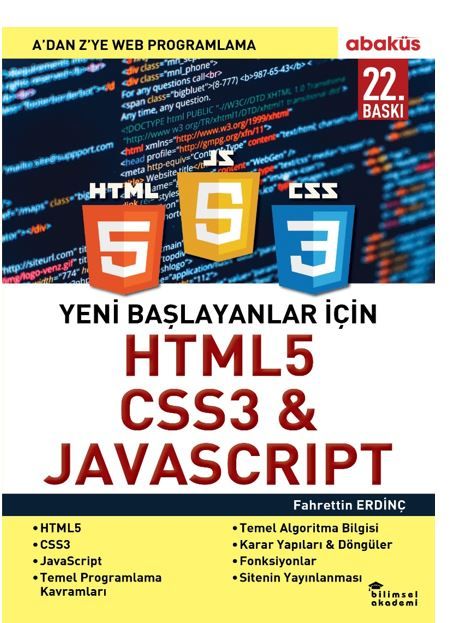 Yeni Başlayanlar İçin HTML5, CSS3 ve Javascript - Fahrettin Erdinç kitap kapağı
