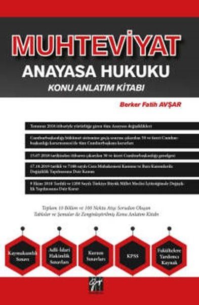 Muhteviyat Anayasa Hukuku Konu Anlatım Kitabı - Berker Fatih Avşar kitap kapağı