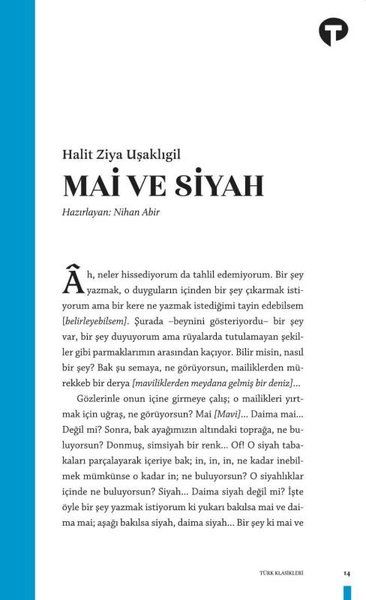 Mai ve Siyah - Halit Ziya Uşaklıgil kitap kapağı