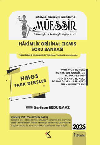 Müessir HMGS Fark Dersler Çıkmış Soru Bankası - Sertkan Erdurmaz kitap kapağı