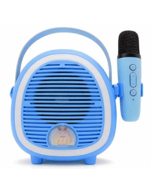 Çocuklara Özel Retro Tasarımlı Bluetooth Karaoke Mikrofon ve Ahşap Tripodlu – Mavİ kitap kapağı