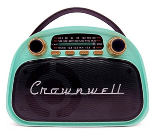 Crownwell Taşınabilir Bluetooth Retro Radyo Arizona Serisi Turkuaz kitap kapağı